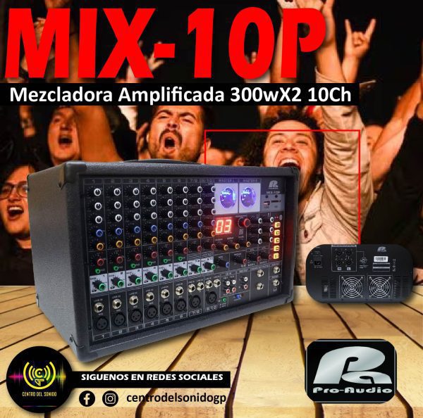 mix 10p consola mezcladora amplificada 300wx2 10ch pa pro audio mix 10p consola mezcladora amplificada 300wx2 10ch pa pro audio