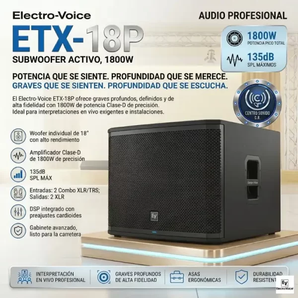 bajo activo etx18p electrovoice 1800watt bajo activo etx18p electrovoice 1800watt