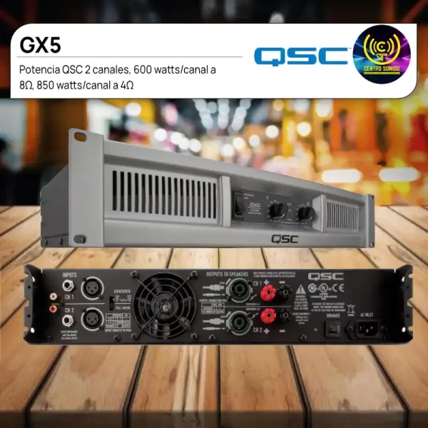 potencia gx5 qsc 2 canales, 600 watts/canal a 8Ω, 850 watts/canal a 4Ω potencia gx5 qsc 2 canales, 600 watts/canal a 8Ω, 850 watts/canal a 4Ω