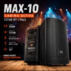 jbl max 10 cabina activa 250w 127db bt / mp3
