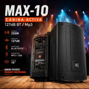 jbl max 10 cabina activa 250w 127db bt / mp3