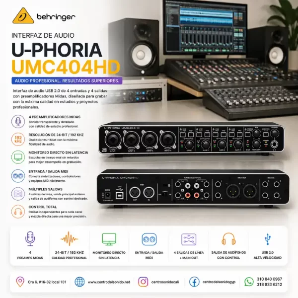 interfaz de audio umc404hd behringer u phoria