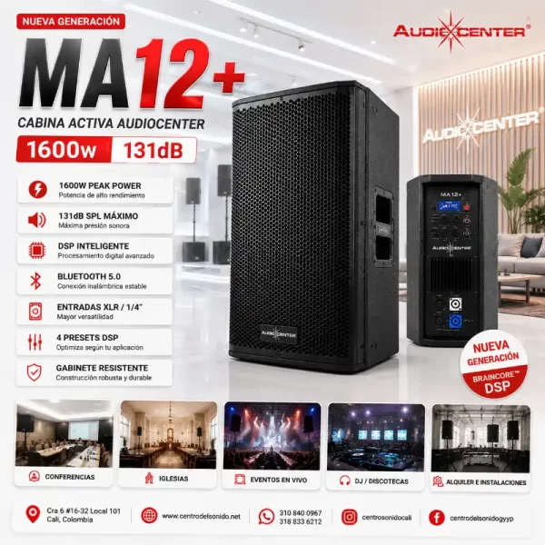 ma12+ cabina activa audiocenter 1600w / 131db ma12+ cabina activa audiocenter 1600w / 131db
