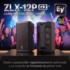 cabina activa de 12" electrovoice zlx12pg2 1200 watts