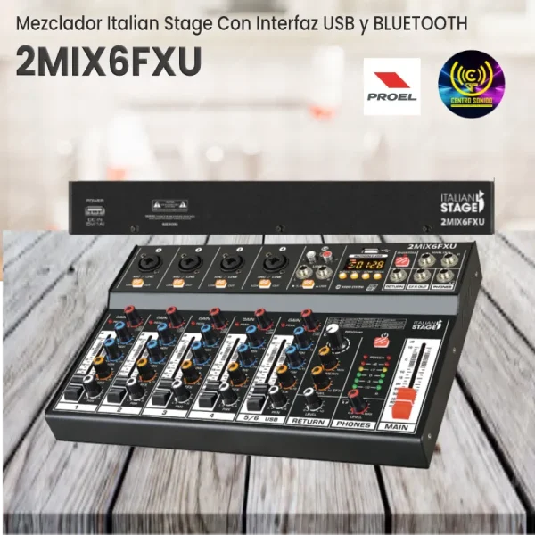 mezclador italian stage 2mix6fxu con interfaz usb y bluetooth mezclador italian stage 2mix6fxu con interfaz usb y bluetooth