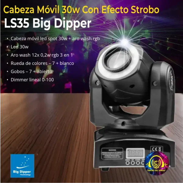 cabeza movil big dipper ls35 30w con efecto strobo cabeza movil big dipper ls35 30w con efecto strobo