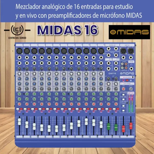 mezclador analógico de 16 entradas para estudio y en vivo con preamplificadores de micrófono midas dm16 mezclador analógico de 16 entradas para estudio y en vivo con preamplificadores de micrófono midas dm16