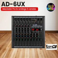 mezclador ad 6ux pro dj análogo 6 canales