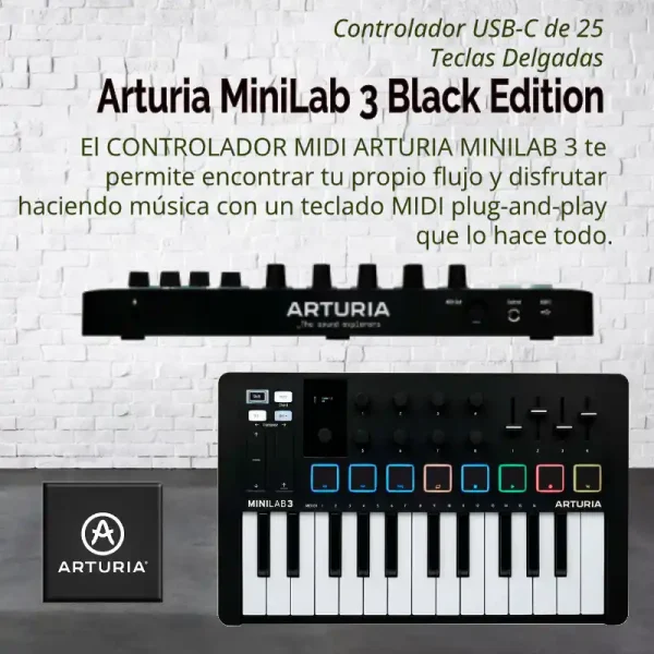 controlador usb c arturia minilab 3 black edition controlador usb c arturia minilab 3 black edition