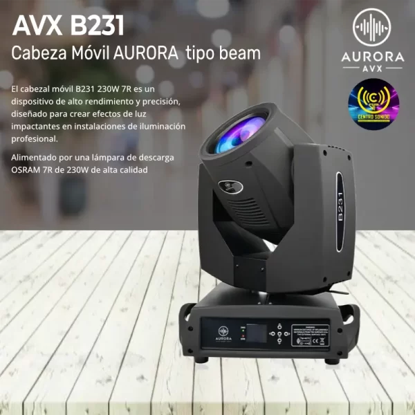 cabeza móvil aurora avx b231 tipo beam cabeza móvil aurora avx b231 tipo beam