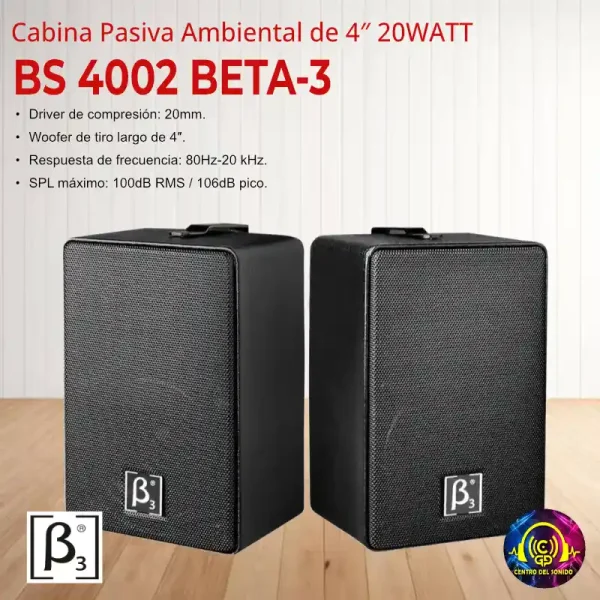cabina pasiva bs 4002 beta 3 ambiental de 4" 20watt cabina pasiva bs 4002 beta 3 ambiental de 4" 20watt