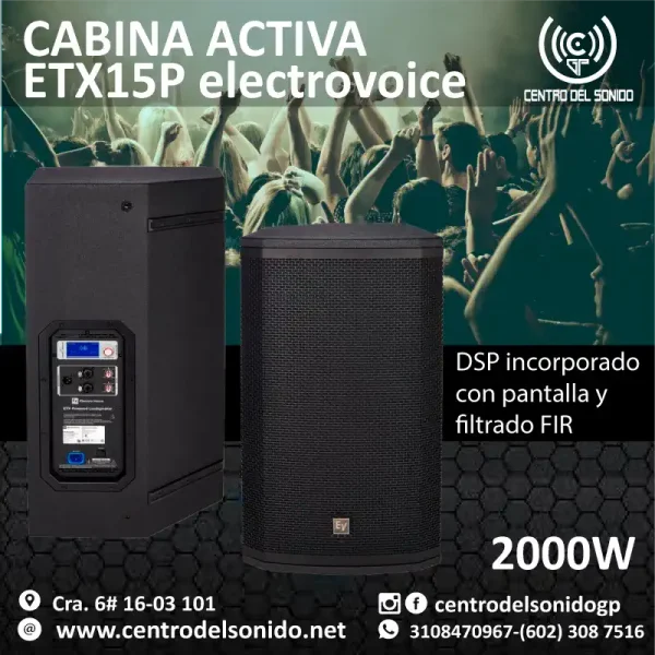 cabina activa etx15p electro voice 2000watt cabina activa etx15p electro voice 2000watt