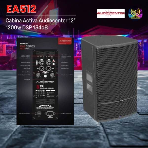 cabina activa audiocenter ea512 12″ 1200w dsp 134db cabina activa audiocenter ea512 12″ 1200w dsp 134db