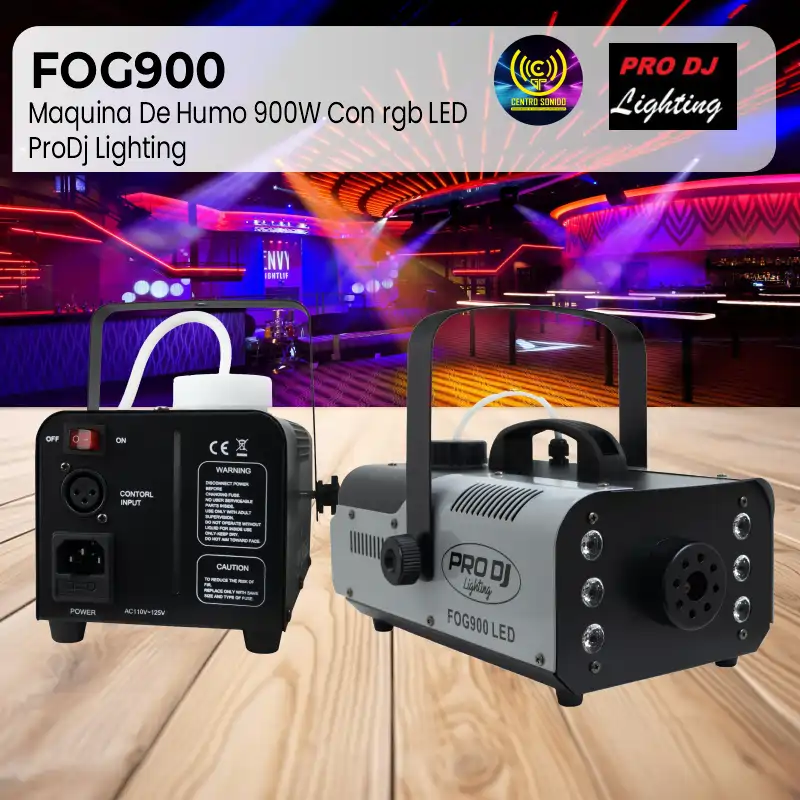 maquina de humo 900w con led rgb fog900 led prodj lighting