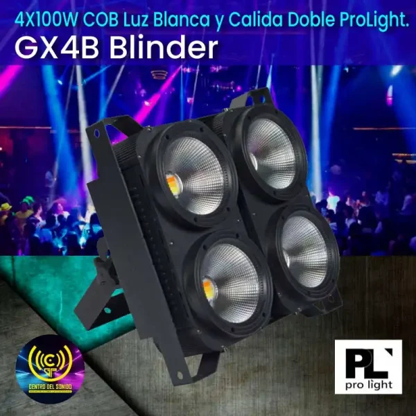 gx4b blinder 4x100w cob luz blanca y calida doble prolight. gx4b blinder 4x100w cob luz blanca y calida doble prolight.