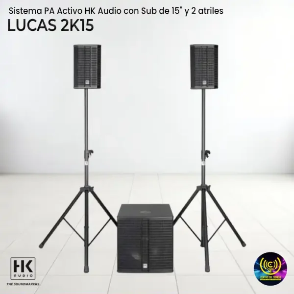 sistema pa activo hk audio lucas 2k15 con sub de 15" y 2 atriles sistema pa activo hk audio lucas 2k15 con sub de 15" y 2 atriles