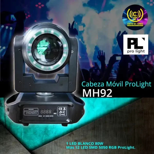 mh92 cabeza móvil 1 led blanco 80w más 12 led smd 5050 rgb prolight. mh92 cabeza móvil 1 led blanco 80w más 12 led smd 5050 rgb prolight.