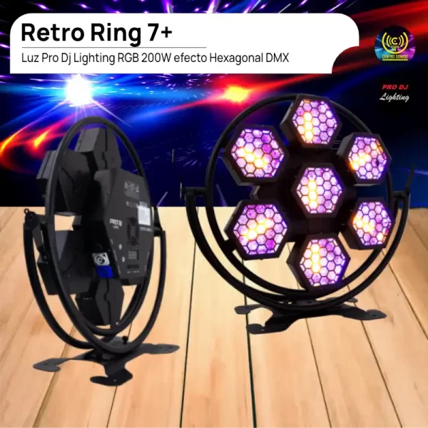 luz retro ring 7+ pro dj lighting rgb 200w efecto hexagonal dmx luz retro ring 7+ pro dj lighting rgb 200w efecto hexagonal dmx