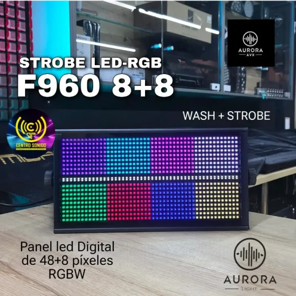 strobe led con 8+8 aurora f960 secciones rgb y blanco frio strobe led con 8+8 aurora f960 secciones rgb y blanco frio
