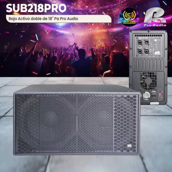 bajo activo doble de 18'' sub218pro pa pro audio bajo activo doble de 18'' sub218pro pa pro audio