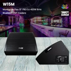 monitor de piso 15” pro dj w15m 400w rms bluetooth dsp madera
