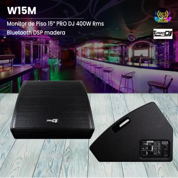 monitor de piso 15” pro dj w15m 400w rms bluetooth dsp madera monitor de piso 15” pro dj w15m 400w rms bluetooth dsp madera