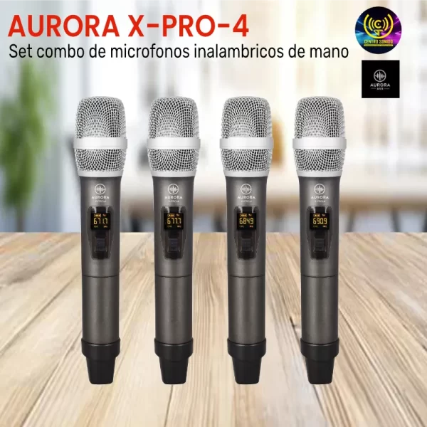 set combo de microfonos inalambricos de mano aurora x pro 4 set combo de microfonos inalambricos de mano aurora x pro 4