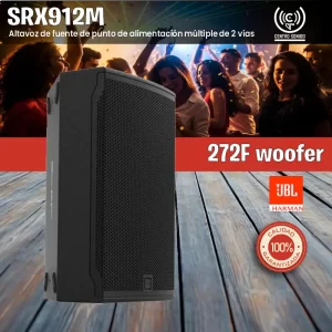jbl srx912m 12" altavoz de fuente de punto de alimentación múltiple de 2 vías