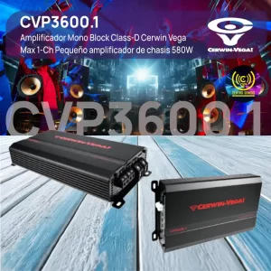 amplificador mono block class d cerwin vega cvp3600.1 max 1 ch pequeño amplificador de chasis 580w