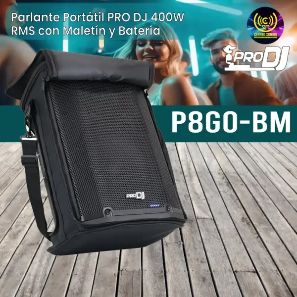 parlante portátil pro dj p8go bm 400w rms con maletín y batería parlante portátil pro dj p8go bm 400w rms con maletín y batería