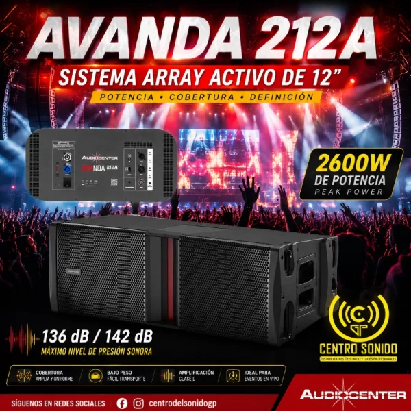 avanda 212a audiocenter line array activo 12″ 136db 2600w