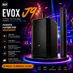 evox j9 altavoz tipo columna portatil activo de tres vìas