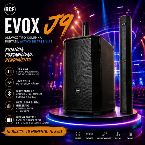 evox j9 altavoz tipo columna portatil activo de tres vìas evox j9 altavoz tipo columna portatil activo de tres vìas