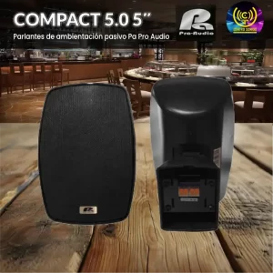 parlantes de ambientación pasivo compact 5.0 5″ 50w negro (par)