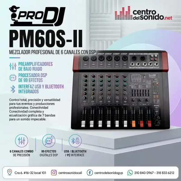 mezclador profesional 6 canales pm60s ii pro dj mezclador profesional 6 canales pm60s ii pro dj
