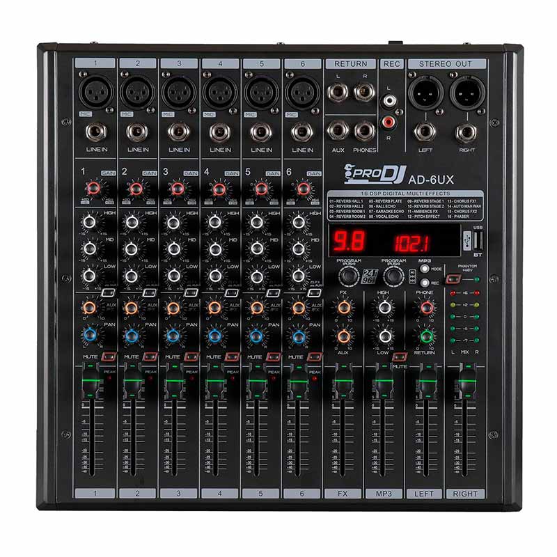 AD-6UX-MEZCLADOR-ANALOGO consola ad 6ux mixer análogo con bluetooth prodj