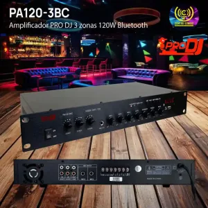 amplificador pa120 3bc pro dj 3 zonas 120w bluetooth