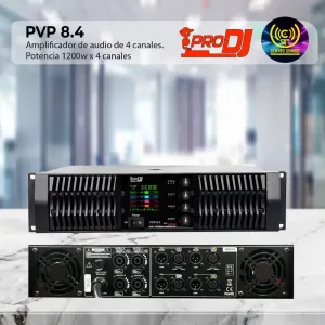 pvp 8.4 prodj amplificador de audio de 4 canales.• potencia 1200w x 4 canales
