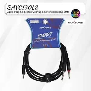 cable plug 3.5 stereo/2x plug 6.5 mono roxtone sayc130l2 2mts