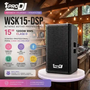 altavoz activo pro dj wsk15 dsp 15″ 1200w rms clase d dsp bluetooth